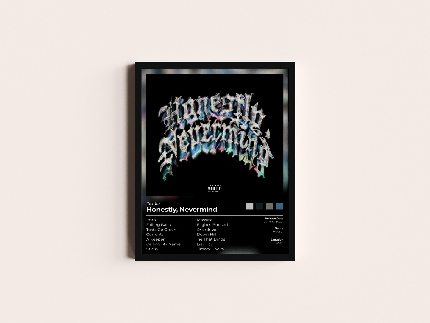 Honestly, NeverMind Album Cover Print - Drake Poster
