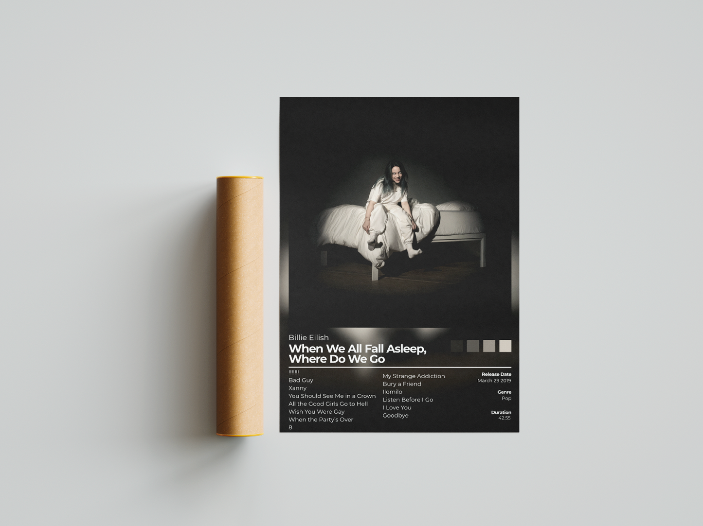 When We All Fall Asleep, Where Do We Go Album Cover Print | Billie Eillish Album Print