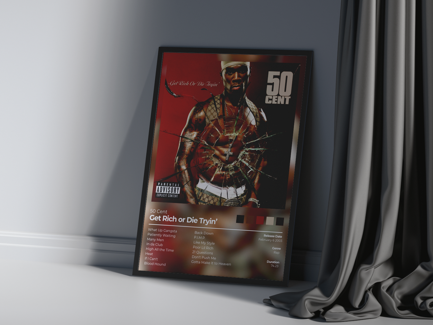 Get Rich or Die Tryin' Album Cover Print - 50 Cent Poster