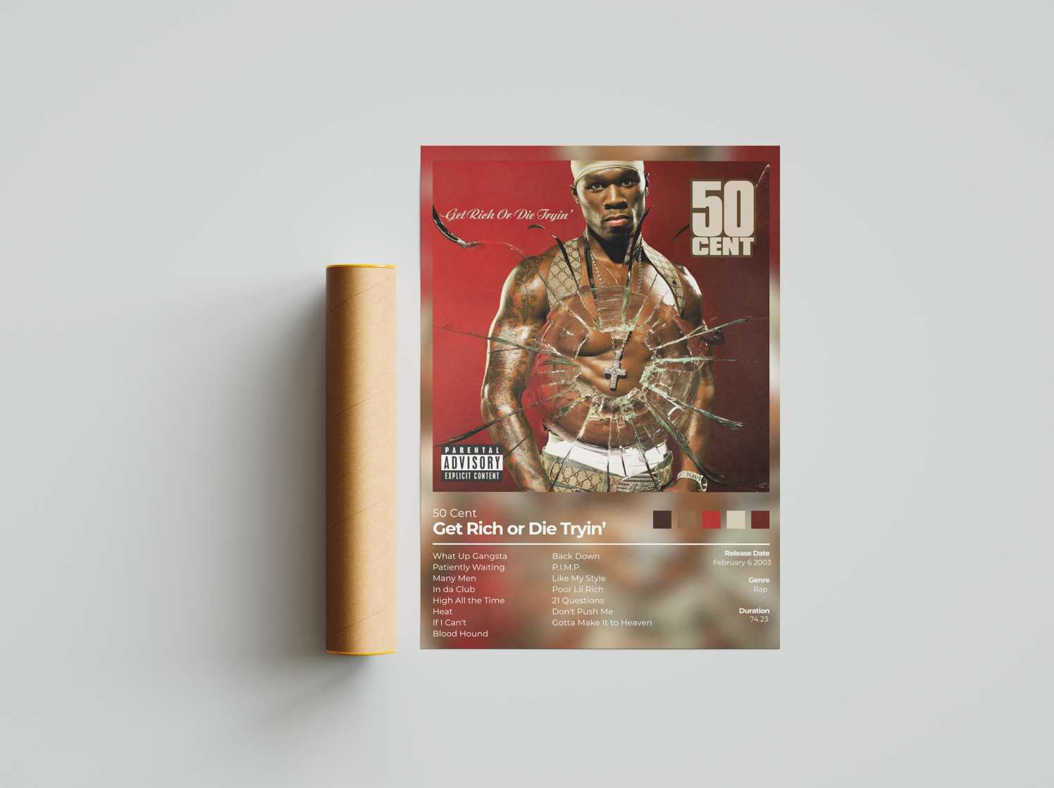 Get Rich or Die Tryin' Album Cover Print - 50 Cent Poster