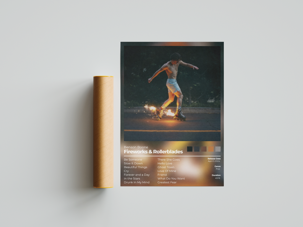 Firework's & RollerbladesAlbum Cover Print - Benson Boone Poster