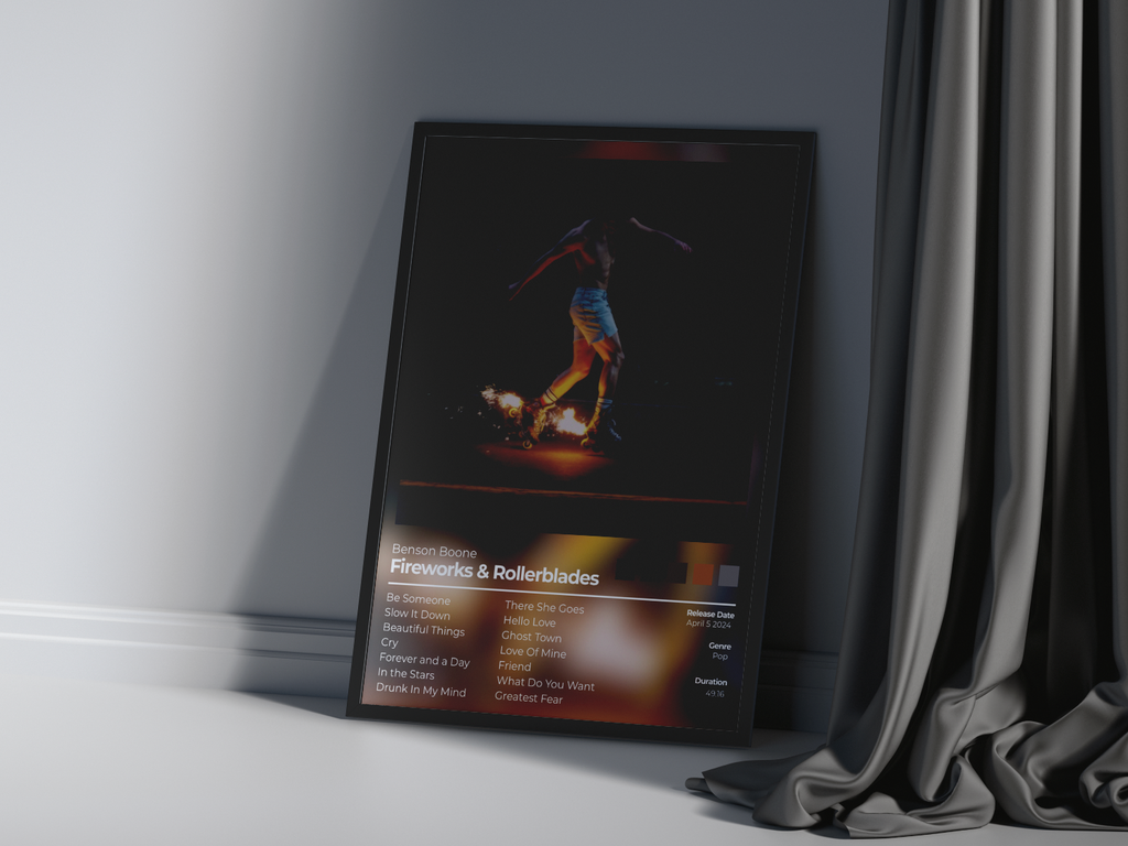 Firework's & RollerbladesAlbum Cover Print - Benson Boone Poster