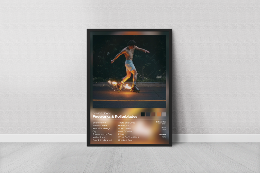 Firework's & RollerbladesAlbum Cover Print - Benson Boone Poster