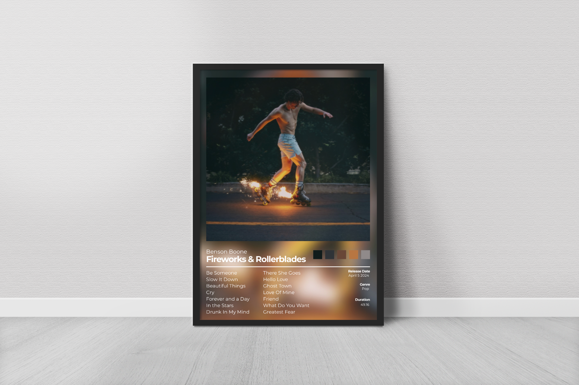Firework's & RollerbladesAlbum Cover Print - Benson Boone Poster