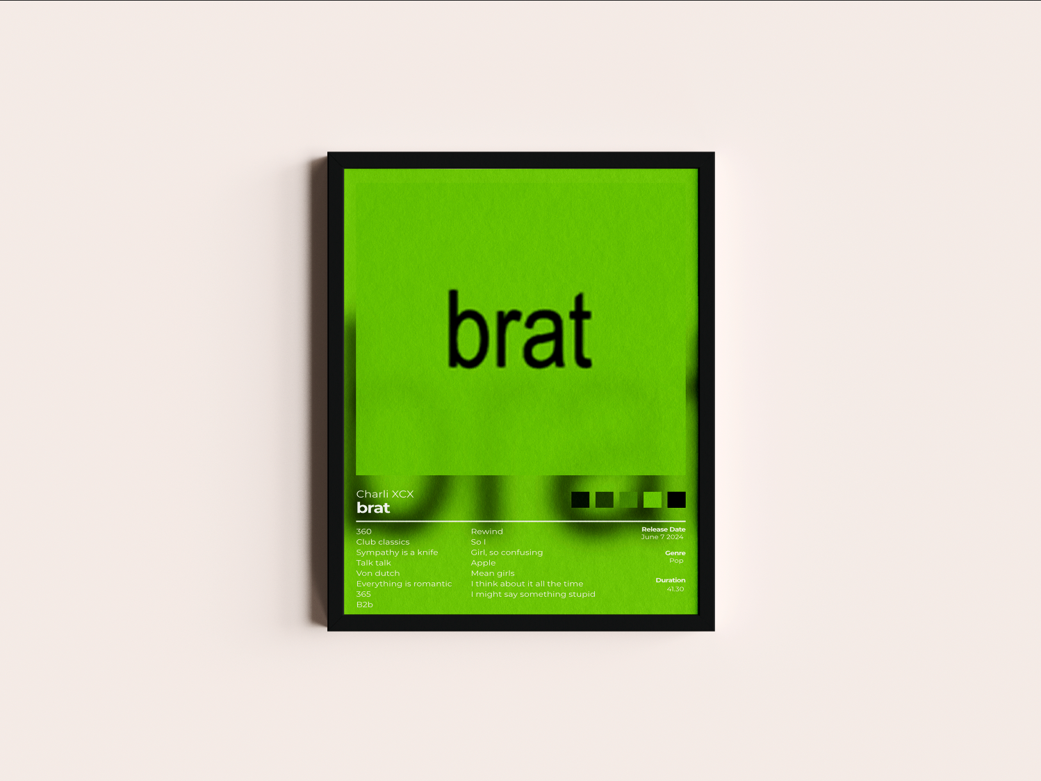 Brat Album Cover Print - Charlie XCX Poster