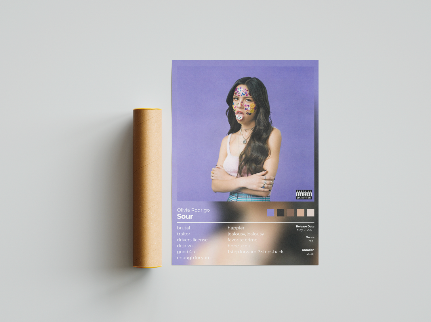 Sour Album Cover Print - Olivia Rodrigo Poster