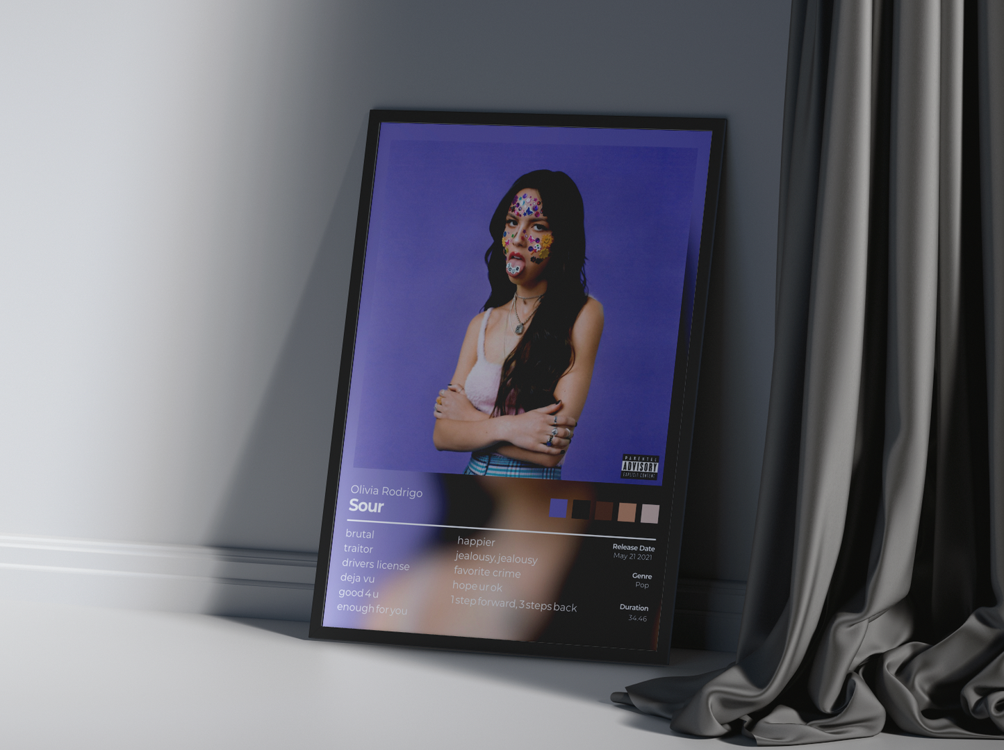 Sour Album Cover Print - Olivia Rodrigo Poster