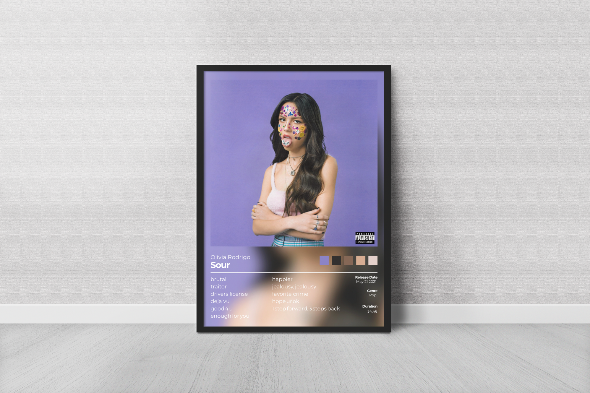 Sour Album Cover Print - Olivia Rodrigo Poster