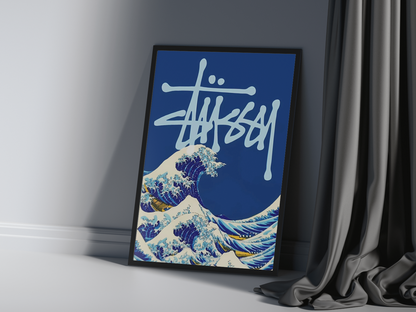 Stussy Wave Ocean Print - Bedroom Poster