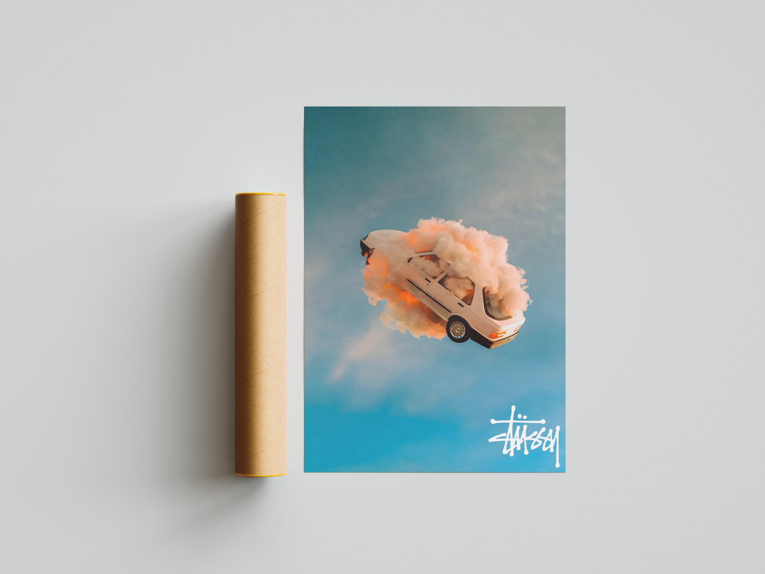 Stussy Exploding Car Print - Bedroom Poster