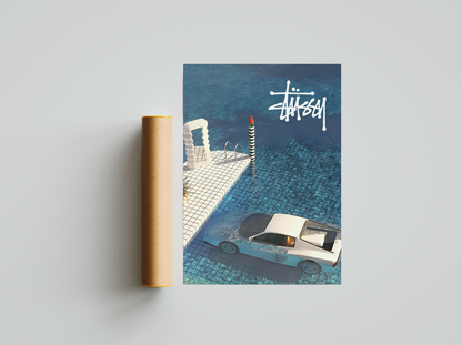 Stussy Car in Water Print - Bedroom Poster