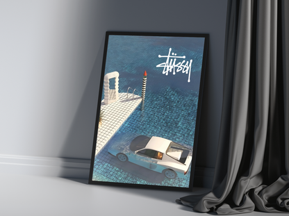 Stussy Car in Water Print - Bedroom Poster