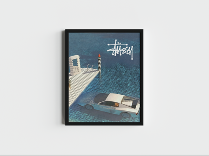 Stussy Car in Water Print - Bedroom Poster
