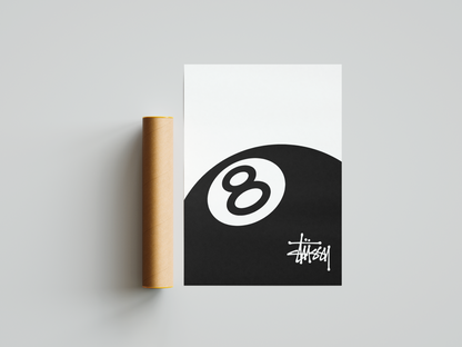 8 Ball Stussy Print - Bedroom Poster
