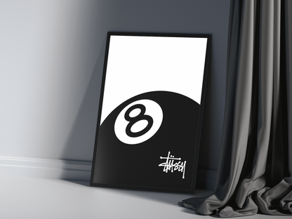 8 Ball Stussy Print - Bedroom Poster