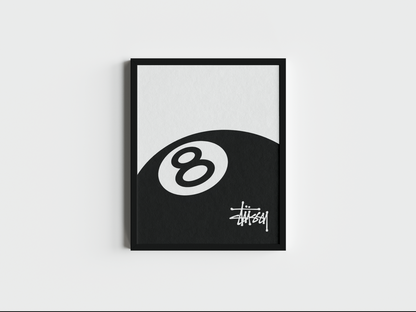 8 Ball Stussy Print - Bedroom Poster