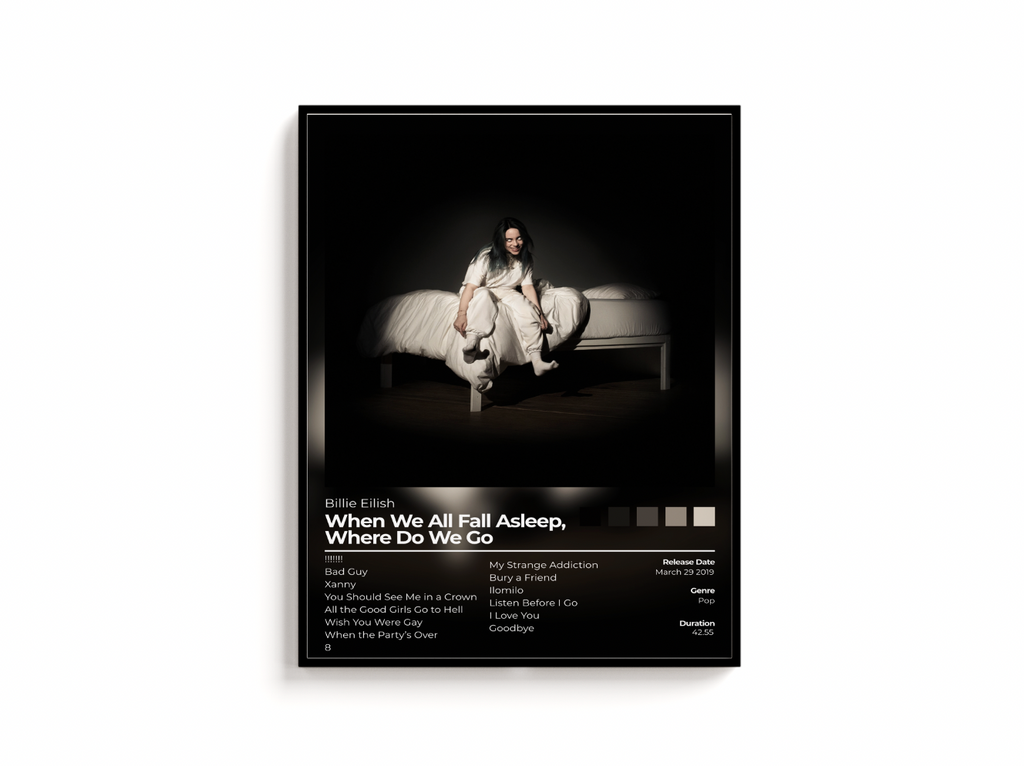 When We All Fall Asleep, Where Do We Go Album Cover Print | Billie Eillish Album Print