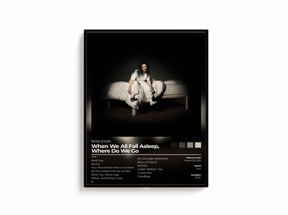 When We All Fall Asleep, Where Do We Go Album Cover Print | Billie Eillish Album Print