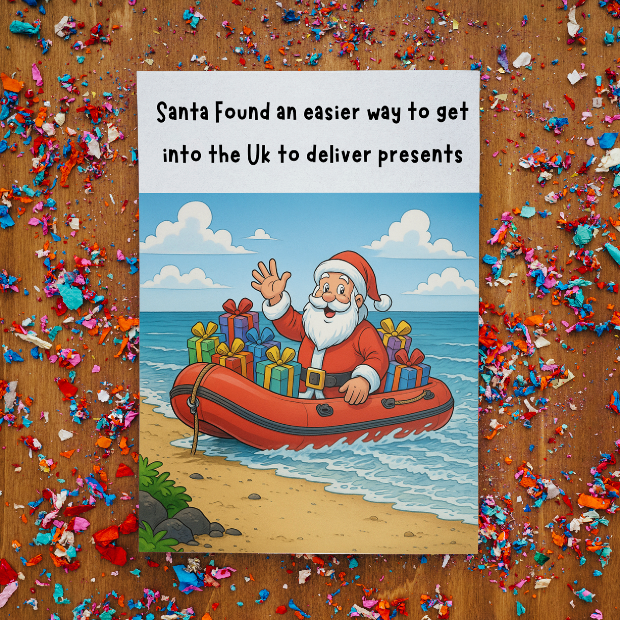 Funny Christmas Card | Santa in a Boat, Funny Christmas Gifts, Gift for Him