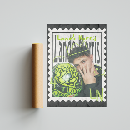 Lando Norris Poster - Formula 1 Poster - Lando Norris Wall Art - Lando norris Stamp Poster
