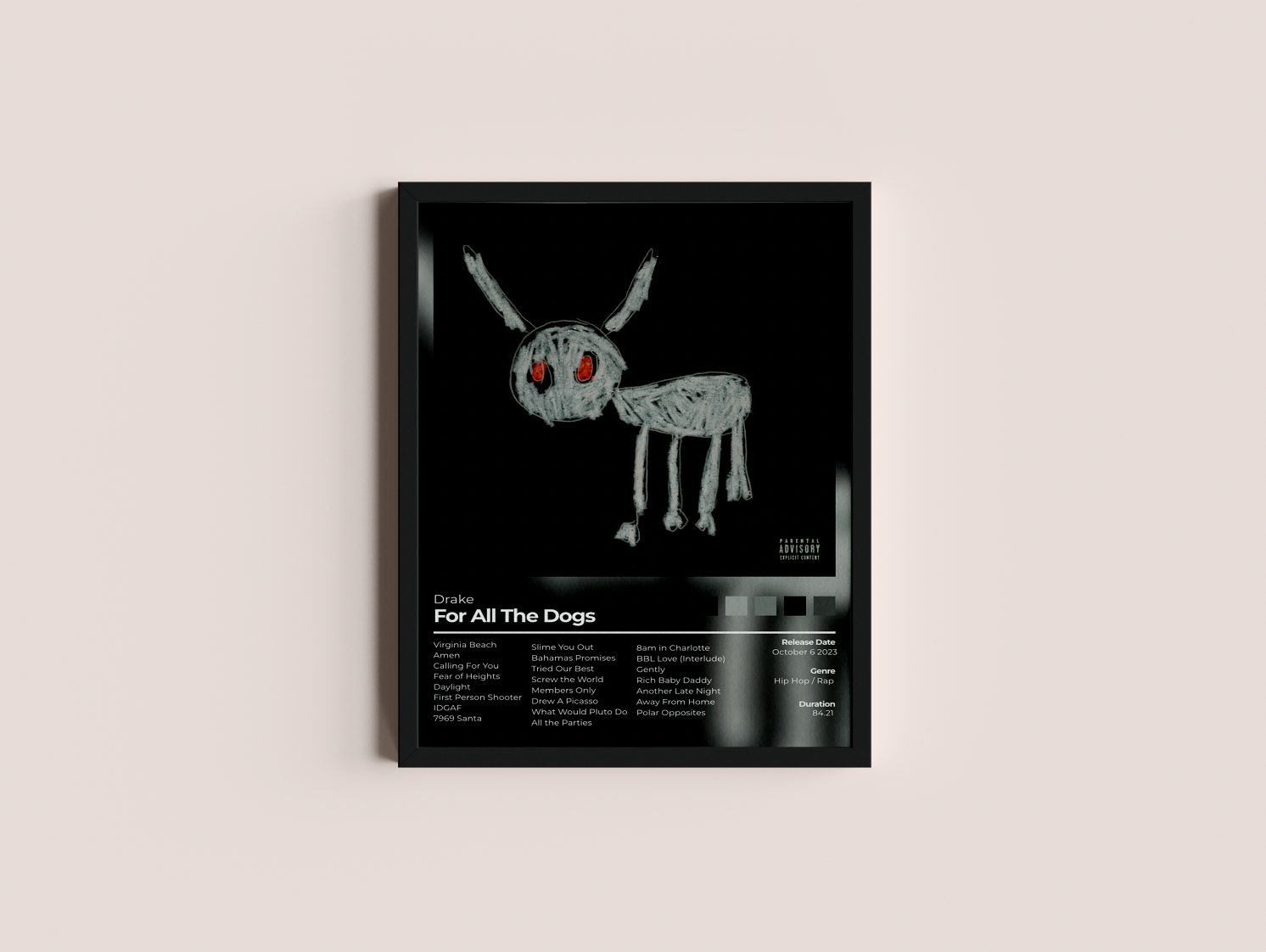 For All The Dogs Album Cover Print - Drake Poster