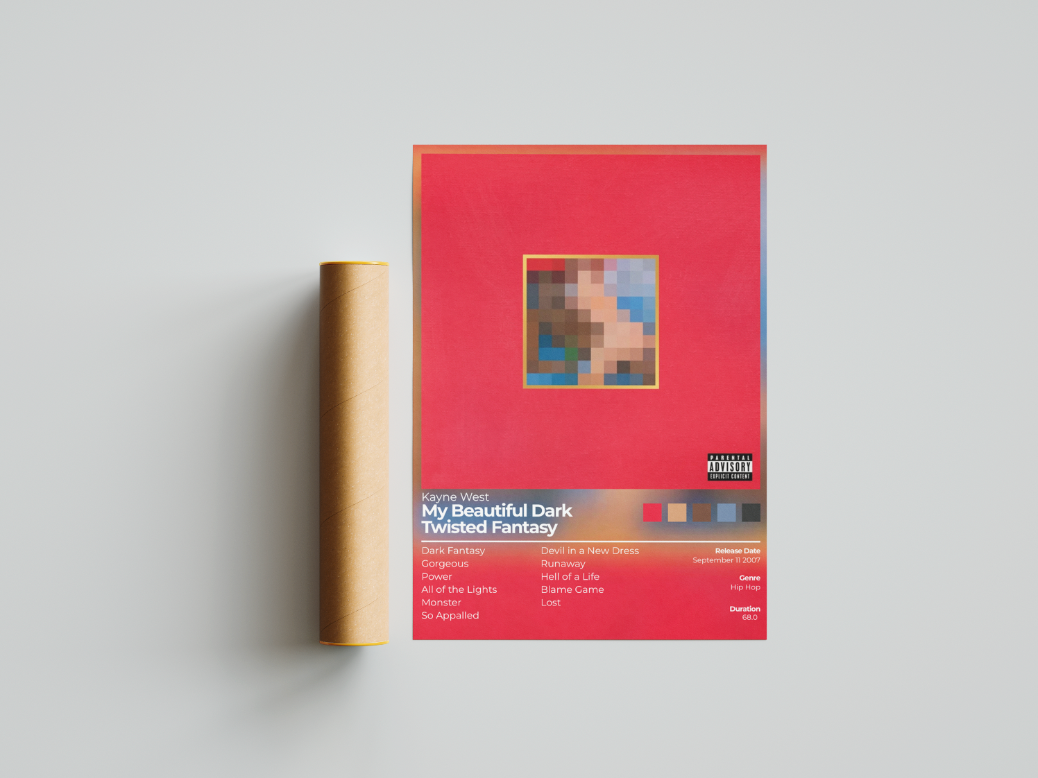 My Beautiful Dark Twisted Fantasy Album Cover Print - Kanye West Poster