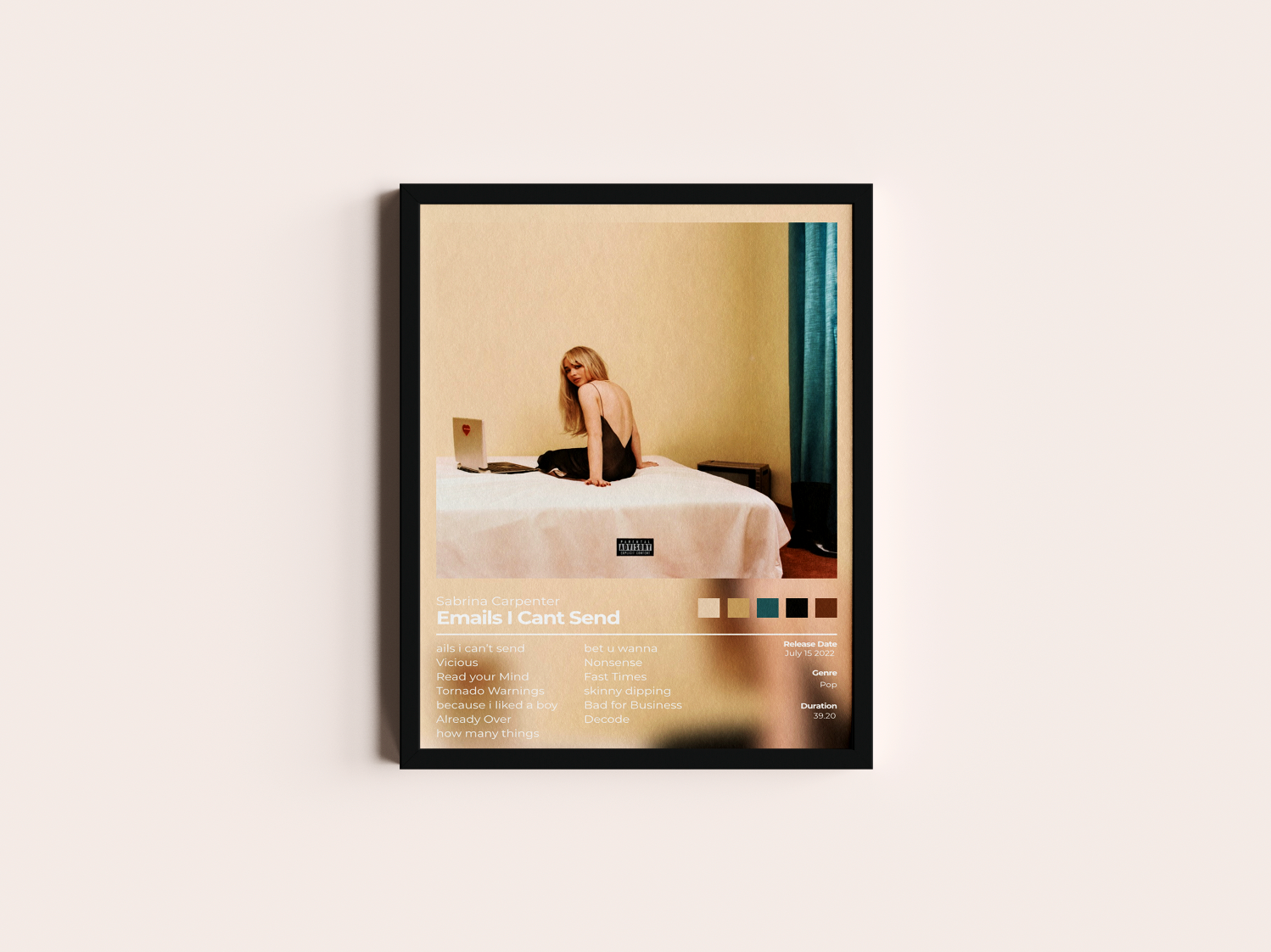 Emails I Can't Send Album Cover Print - Sabrina Carpenter Poster