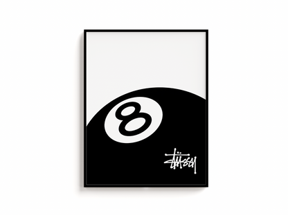 8 Ball Stussy Print - Bedroom Poster